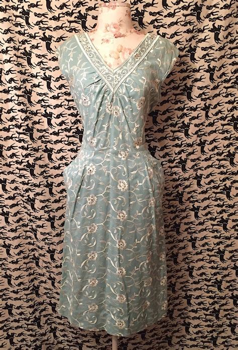 vintage 1960 s wiggle dress blue linen sheath dress etsy