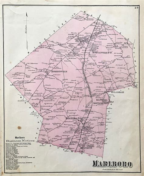 Marlboro New Jersey Map Original 1873 Monmouth County Atlas Etsy