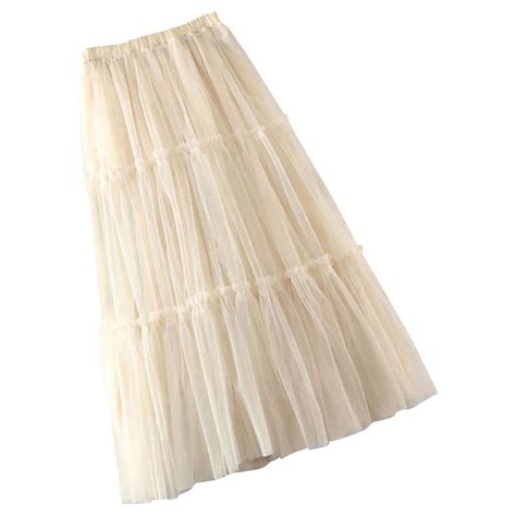 Women S Skirt Spring Summer Elastic High Waist Long Mesh Gauze Fashion