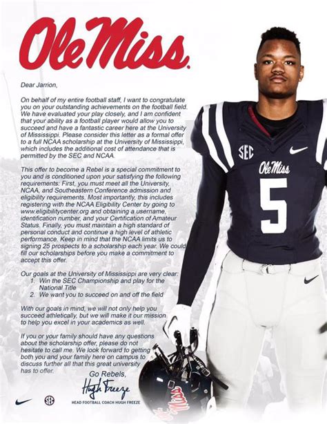 Ever Wonder What An Actual Football Scholarship Offer From Ole Miss