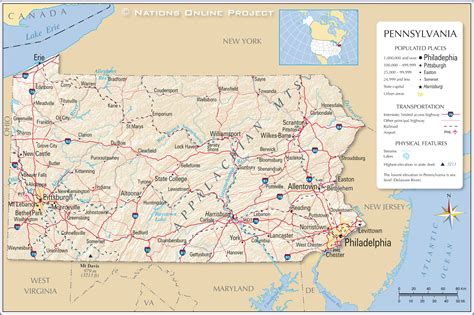 Reference Maps of Pennsylvania, USA - Nations Online Project