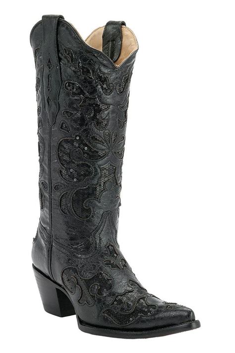 Corral Black Sequin Inlay Cowgirl Boots Boots Cowgirl Boots Black Cowgirl Boots