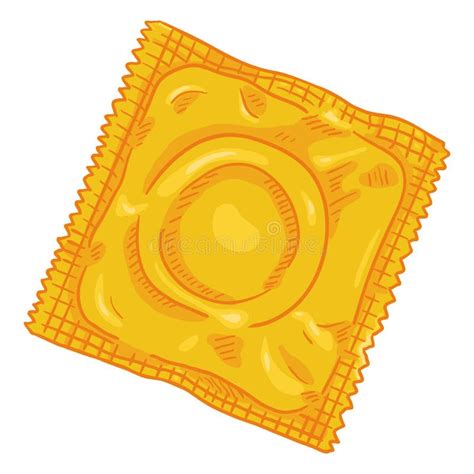 Vector Single Cartoon Condom In Yellow Package Stock Vector Illustration Of Package Latex