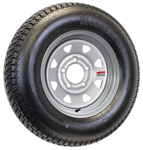 Radial Trailer Tire On Silver Rim St20575r14 Load C 5 Lug On 45 Spoke