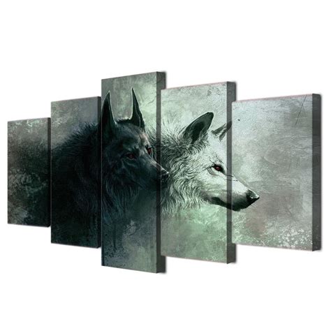 Wolves 5 Piece Canvas 5 Piece Canvas Art Wolf Wall Art Wolf Wall