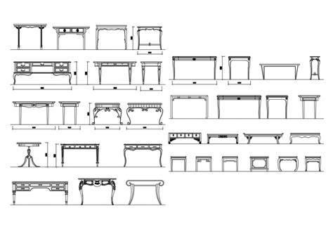 Multiple Front Door Console Tables Blocks Cad Drawing Details Dwg File