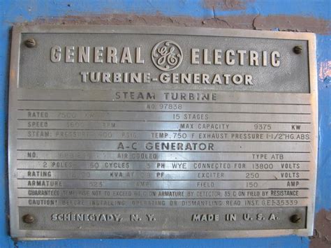 7500 Kw General Electric Steam Turbine Generator 189774
