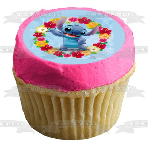 Lilo And Stitch Flowers Stitch Blue Background Disney Edible Cake
