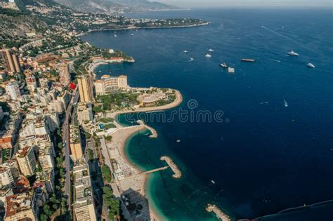 Yachts In Port Monaco Monte Carlo City Riviera Drone Summer Photo Stock