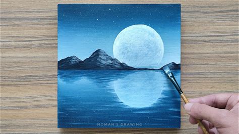 How To Draw Water Reflection Moonlight Night Acrylic Painting For