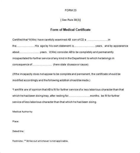 medical certificate format  sick leave task list