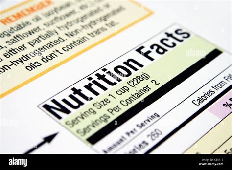Dietary Facts Label Hi Res Stock Photography And Images Alamy