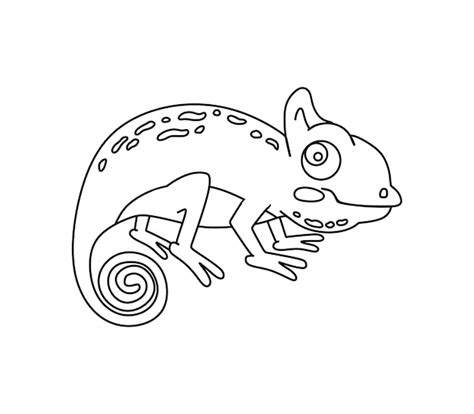 Premium Vector Chameleon Character Black And White Illustration