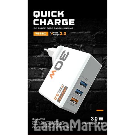USB Quick Charge Adapter / USB Quick Charging Adapter / Aspor A858 3.0 USB Quick Charge Adapter 