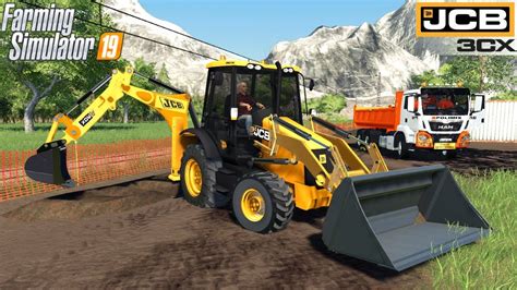 Farming Simulator 19 Jcb 3cx Eco Backhoe Loader Digging A Ditch Youtube