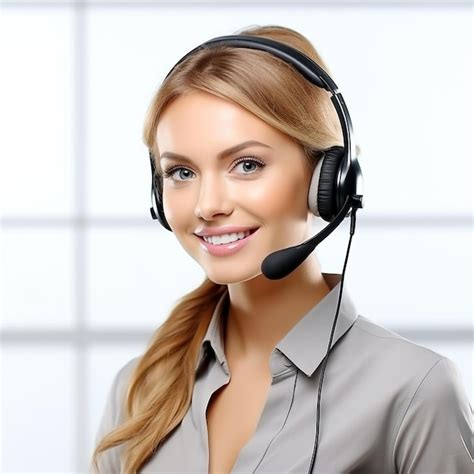 Premium Photo Portrait Of A Beautiful Smiling Female Customer Service