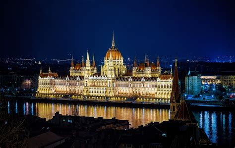 Download Night Hungary Budapest Man Made Hungarian Parliament Building
