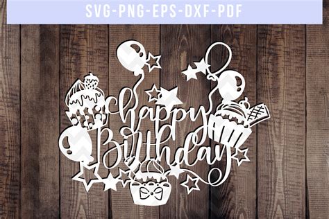 Happy Birthday Papercut Template, Diy Birthday Card SVG, PDF (212502