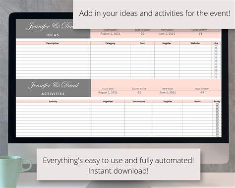 Wedding Planning Excel Spreadsheet Bundle Wedding Planner Etsy