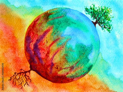Global Warming Climate Change Abstract Art Spiritual Mind Watercolor