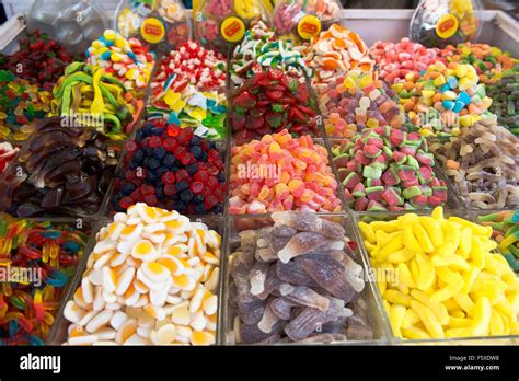 A Colorful Candy Stall At The Vibrant Machane Yehuda Market In