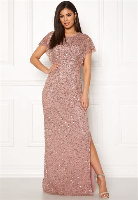 Angeleye Allover Sequin Maxi Dress Rose Gold Bubbleroom