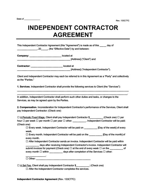 Independent Contractor Agreement Template Legal Templates