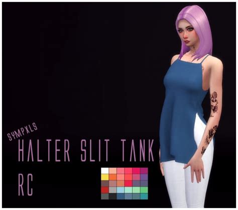 Simsworkshop Halter Slit Tank By Sympxls Sims 4 Downloads
