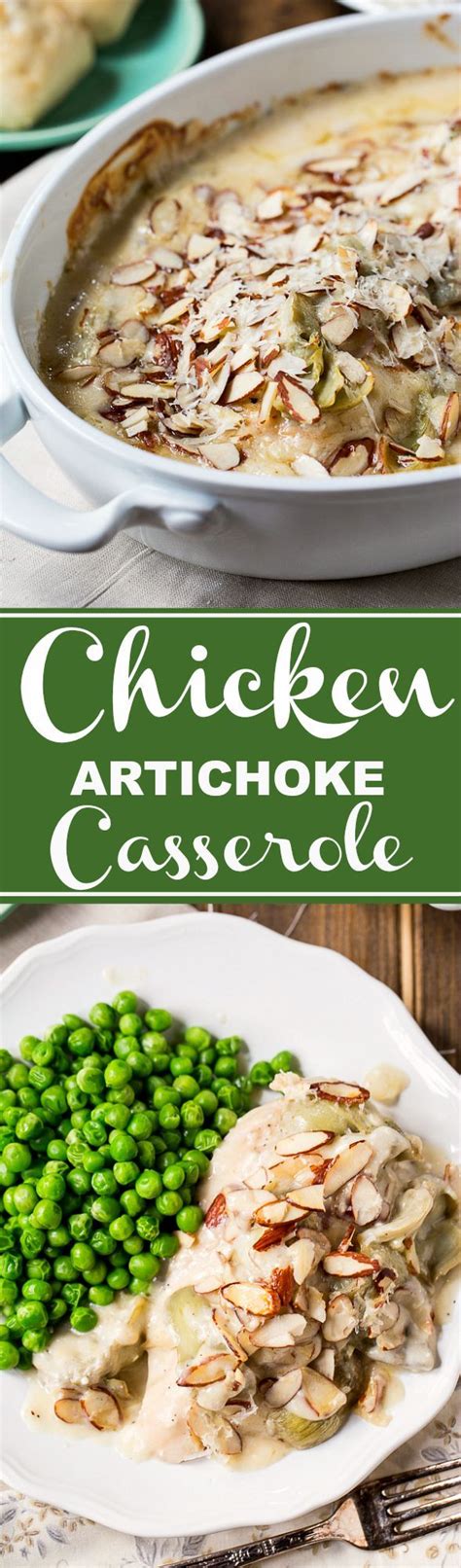 Cheesy chicken corkscrew casserole full of chicken, peas in a creamy sauce! Chicken Artichoke Casserole | Recipe | Spicy recipes ...