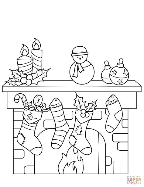 Christmas Fireplace Coloring Page Free Printable Coloring Pages
