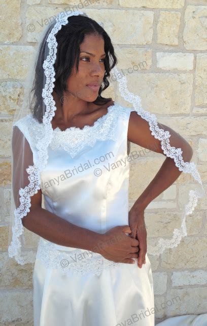 The Isabella Mantilla Style Veil Fully Laced 54 In Wide White