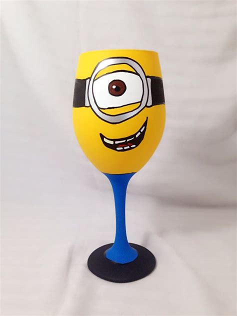 Minion From Despicable Me Inspired Hand Painted Wine Glass Painted