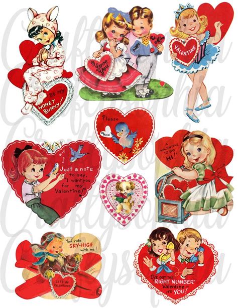 Digital Download Vintage Valentines Png Jpeg Clipart Decal Etsy