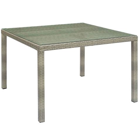 Conduit 47 Square Outdoor Patio Wicker Rattan Table In Light Gray By