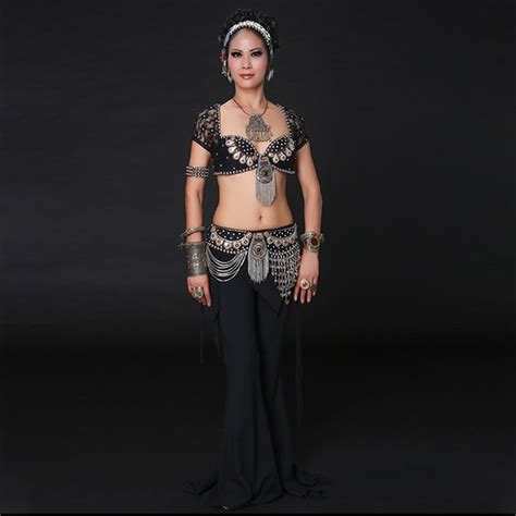 Professional Dancewear Tribal Belly Dance Clothes 3pcs Choli Top Belt