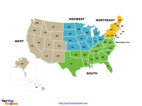 Free Usa Region Powerpoint Map Free Powerpoint Templates