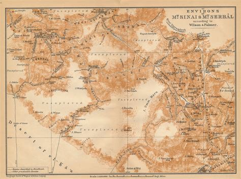 1906 Mount Sinai And Mount Serbal Egypt Antique Map