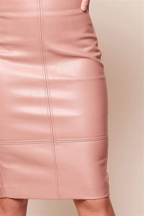 Buy The Noreiga Vegan Leather Mid Length Skirt Blush Selfie Leslie