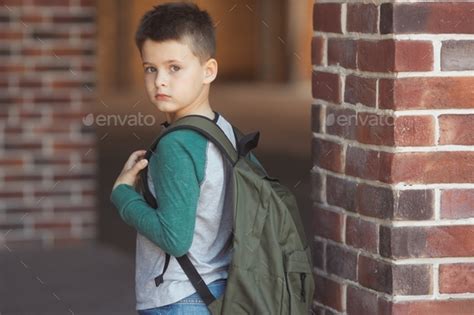 Sad Little Boy Dont Want Go To School Stock Photo By Evgeniyagrande