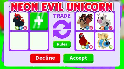 Trading Neon Evil Unicorn In Rich Adopt Me Server Got My Dream Pet