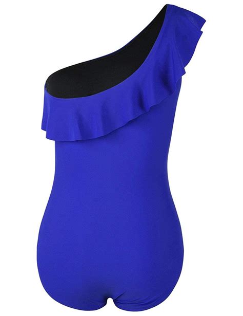 Hilor Womens One Piece Swimsuits One Shoulder Swimwear Royal Blue