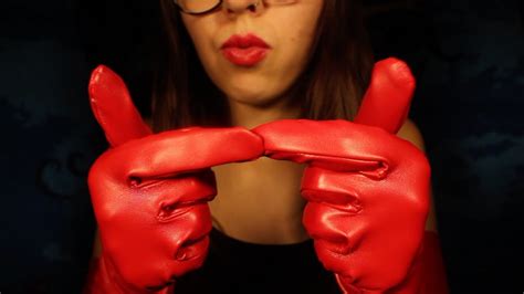 Extra Long Red Leather Gloves ~ Hand Movements And Sounds Glove Love Part 5 🌶 Youtube