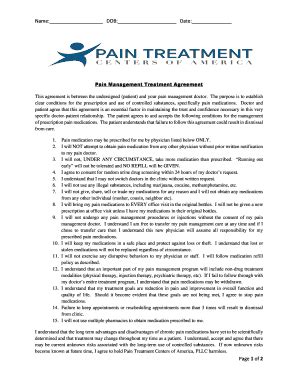 Ptcoa Opioid Treatment Agreement Pain Treatment Centers Of Fill And Sign Printable