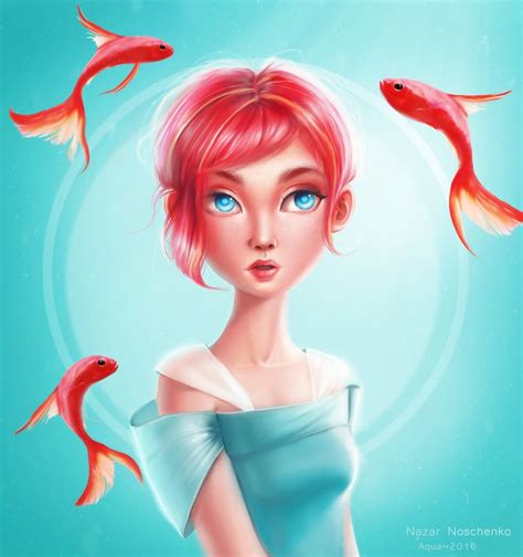 Artstation Aqua Nazar Noschenko Fantasy Girl Beautiful Drawings
