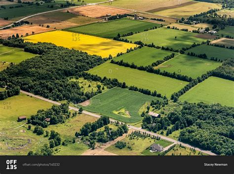 An Aerial View Of Rectangular Tracts Of Farmland Stock Photo Offset