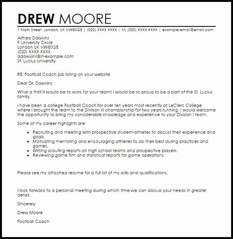 As seen in the above example, a medical science liaison cover letter should enlist your career information summary in a way that grabs the attention of. Sports Resume for Coaching Awesome Football Coach Cover ...