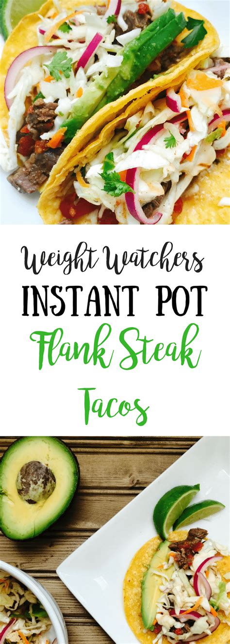 Cut your flank steak into large pieces so it can fit nicely in the instant pot without crowding. 21 Day Fix Instant Pot Flank Steak Tacos - Confessions of ...