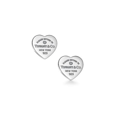 Return To Tiffany® Heart Tag Earrings In Sterling Silver With A Diamond