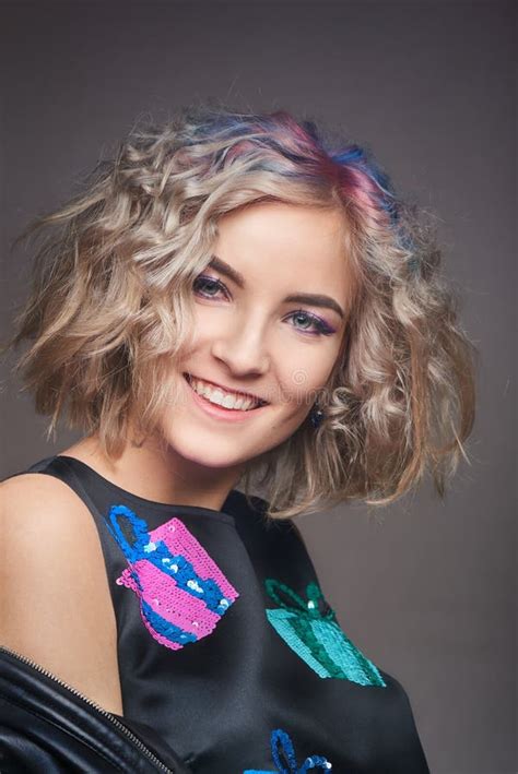 Portrait Of Young Woman With Trend Dyed Hair Stock Image Image Of