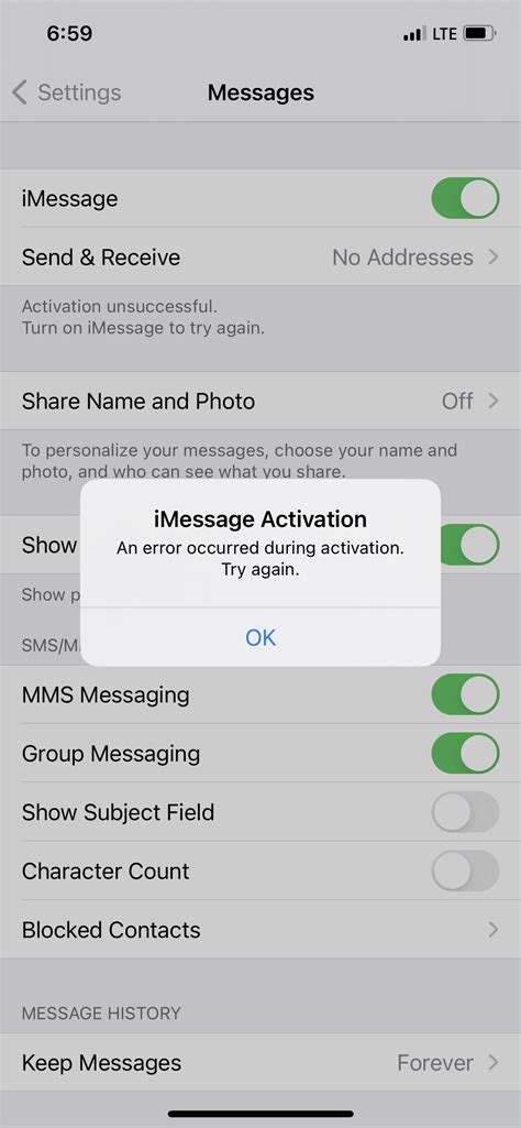 Imessage Activation Error On Iphone 12 Pro Apple Community
